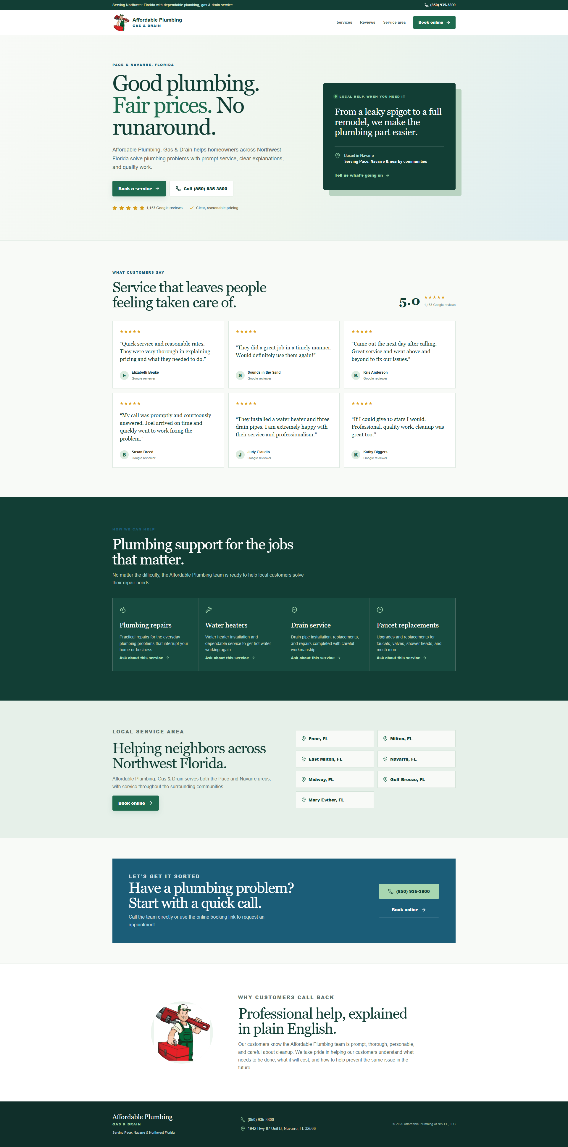 Affordable Plumbing website screenshot