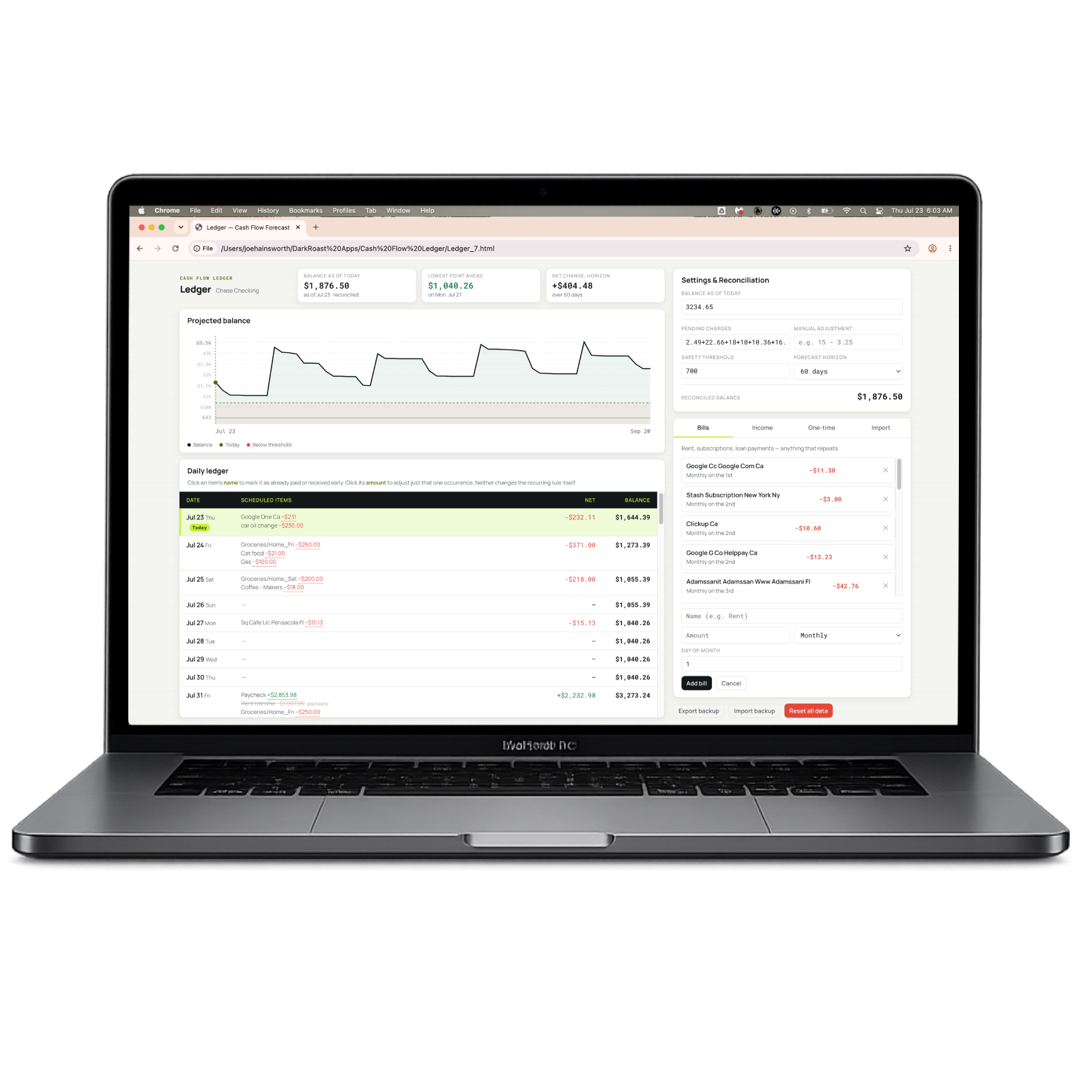 Cash Flow Ledger app preview